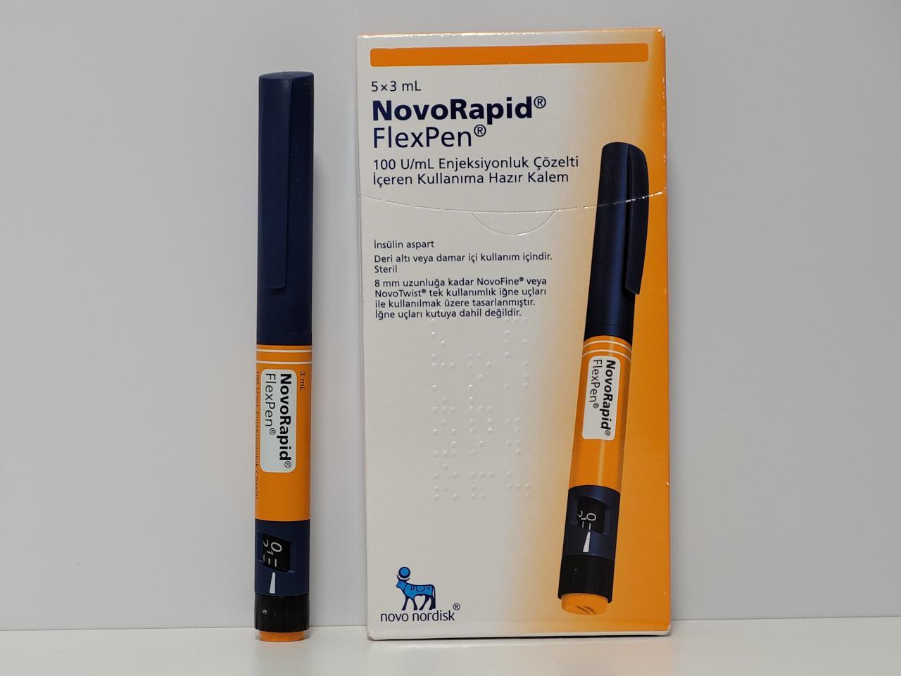 NovoRapid (insulin aspart injection) - 100 iu/ml/3ml - Novo Nordisk - exp. 08/2027 - (shipped from Spain)